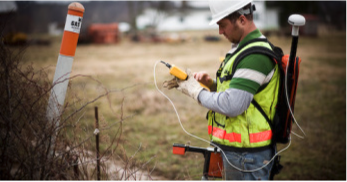 gas line leak detection and locating technician with utility marker Tampa Bay FL