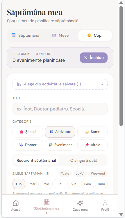 Programul copiilor