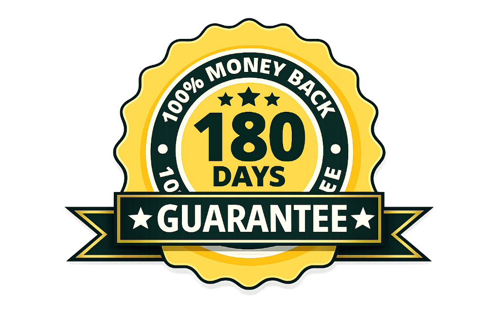 180-day money back guarantee badge