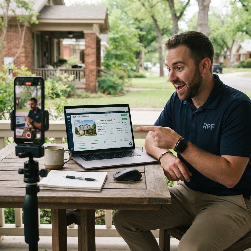 Professional real estate investor using a dashboard to analyze rental market data.