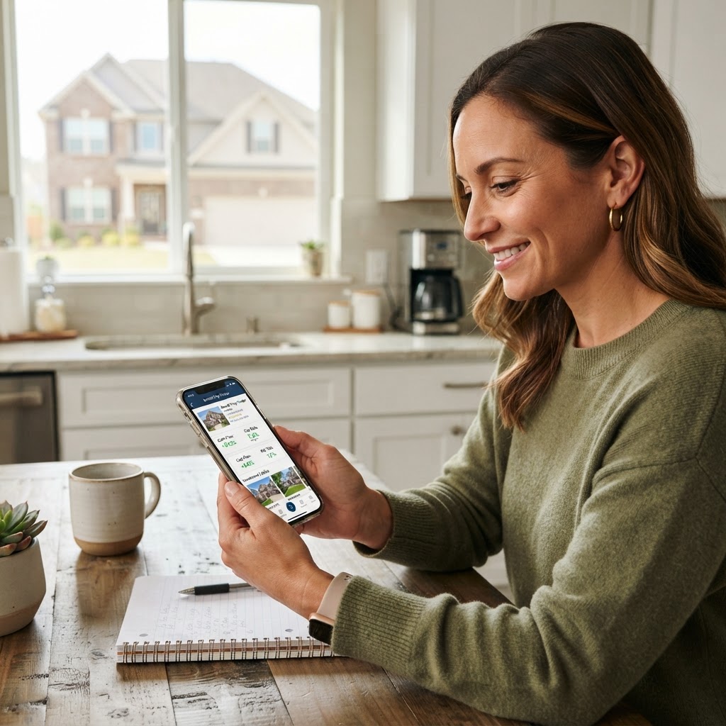 A realtor and investor reviewing an automated portfolio performance audit on a tablet.