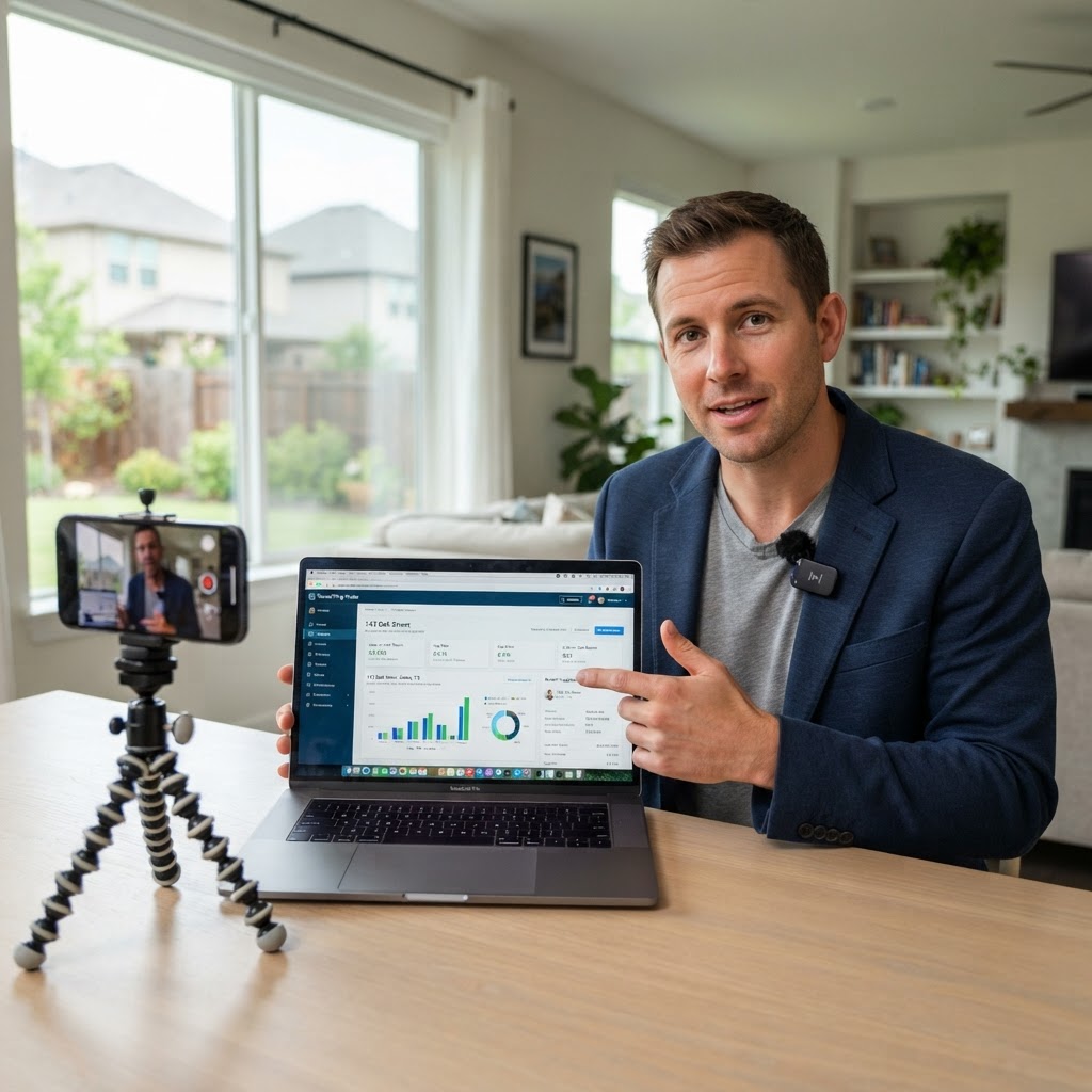 Realtor and investor reviewing rental property data on a tablet device