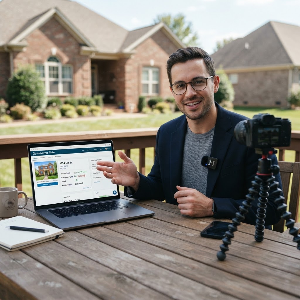Professional investor analyzing rental property data on a dashboard