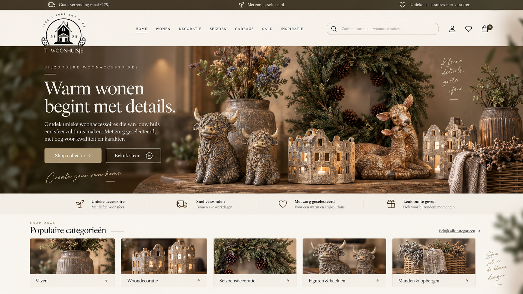 Mockup homepage 't Woonhuisje