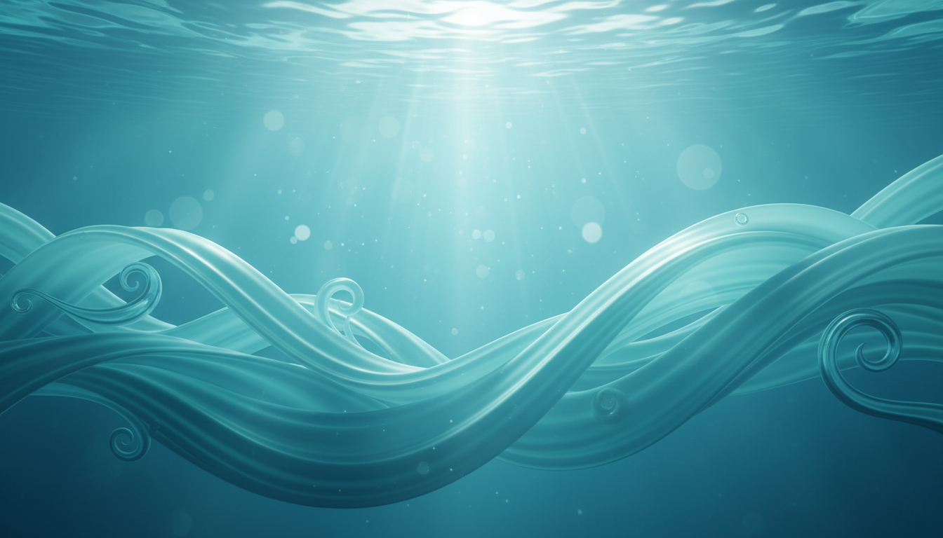 Flowing water waves in teal and aqua tones
