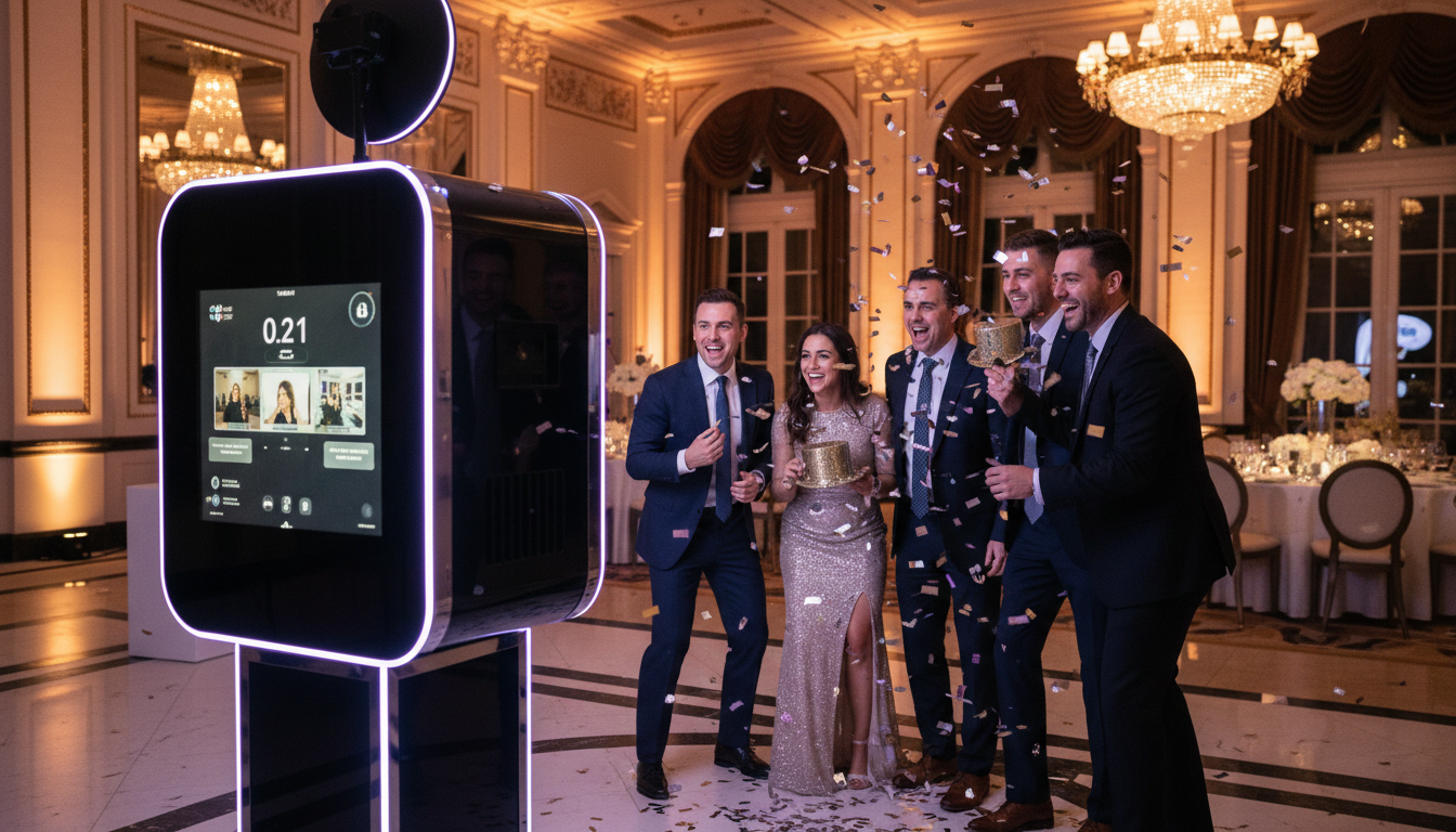 Photo booth rental in Alpharetta GA for a wedding or corporate tech event at Avalon
