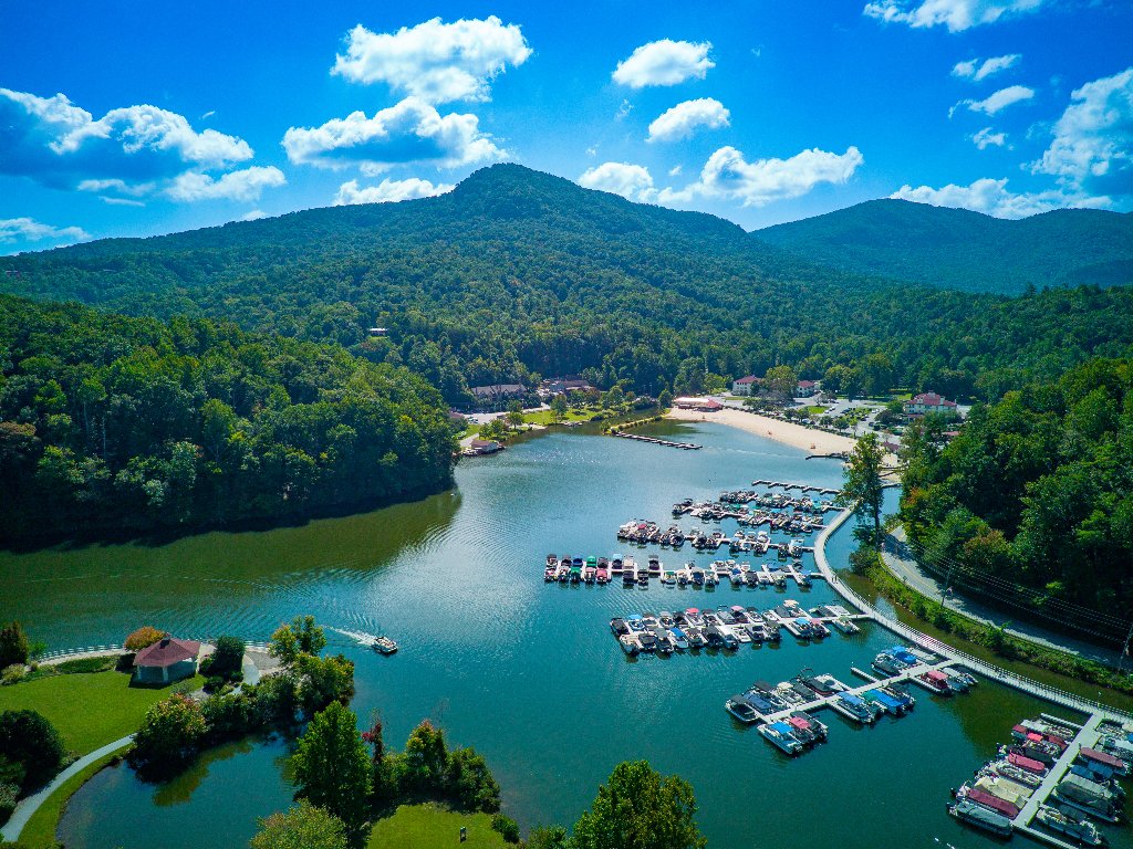 Aerial drone view of mountain landscape
