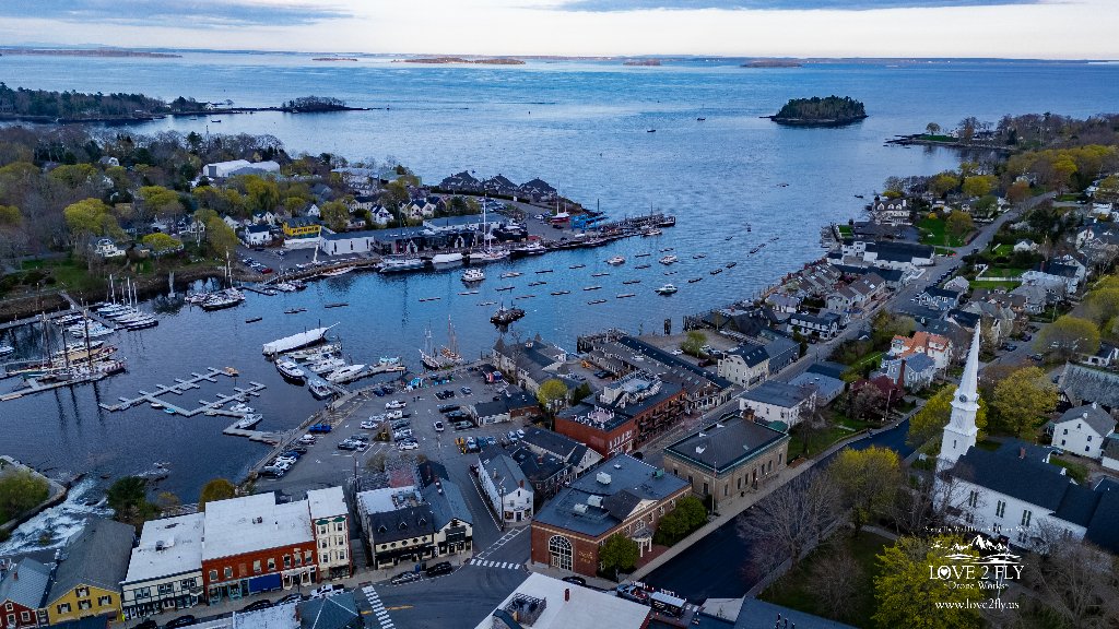 Camden harbor aerial