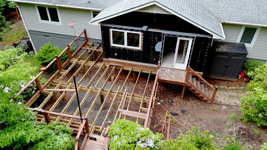 House deck construction aerial