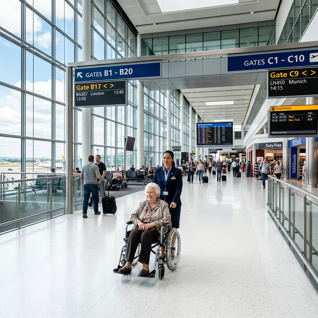 Airport passenger assistance illustration