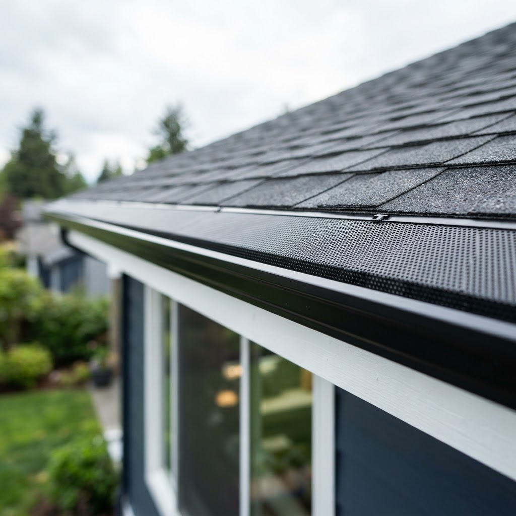 Roof with gutter guards