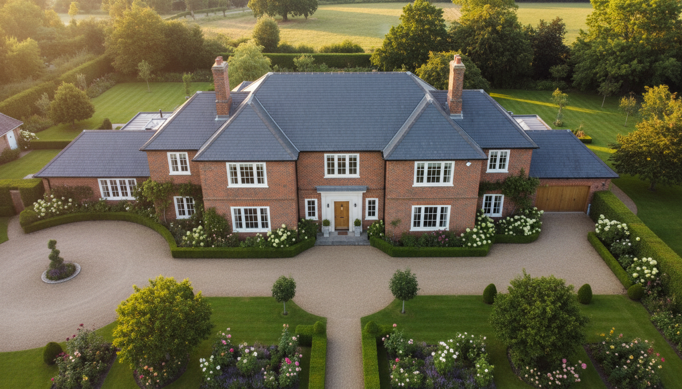 Premium British home with clean roof and manicured garden