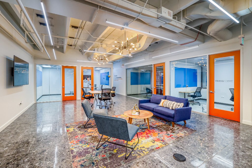 Amenities — Co-Working Lounge with Private Offices