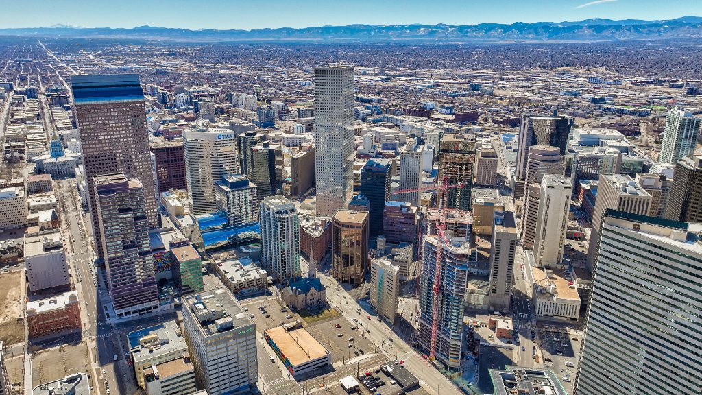 Aerial — Downtown Denver Grid Looking South