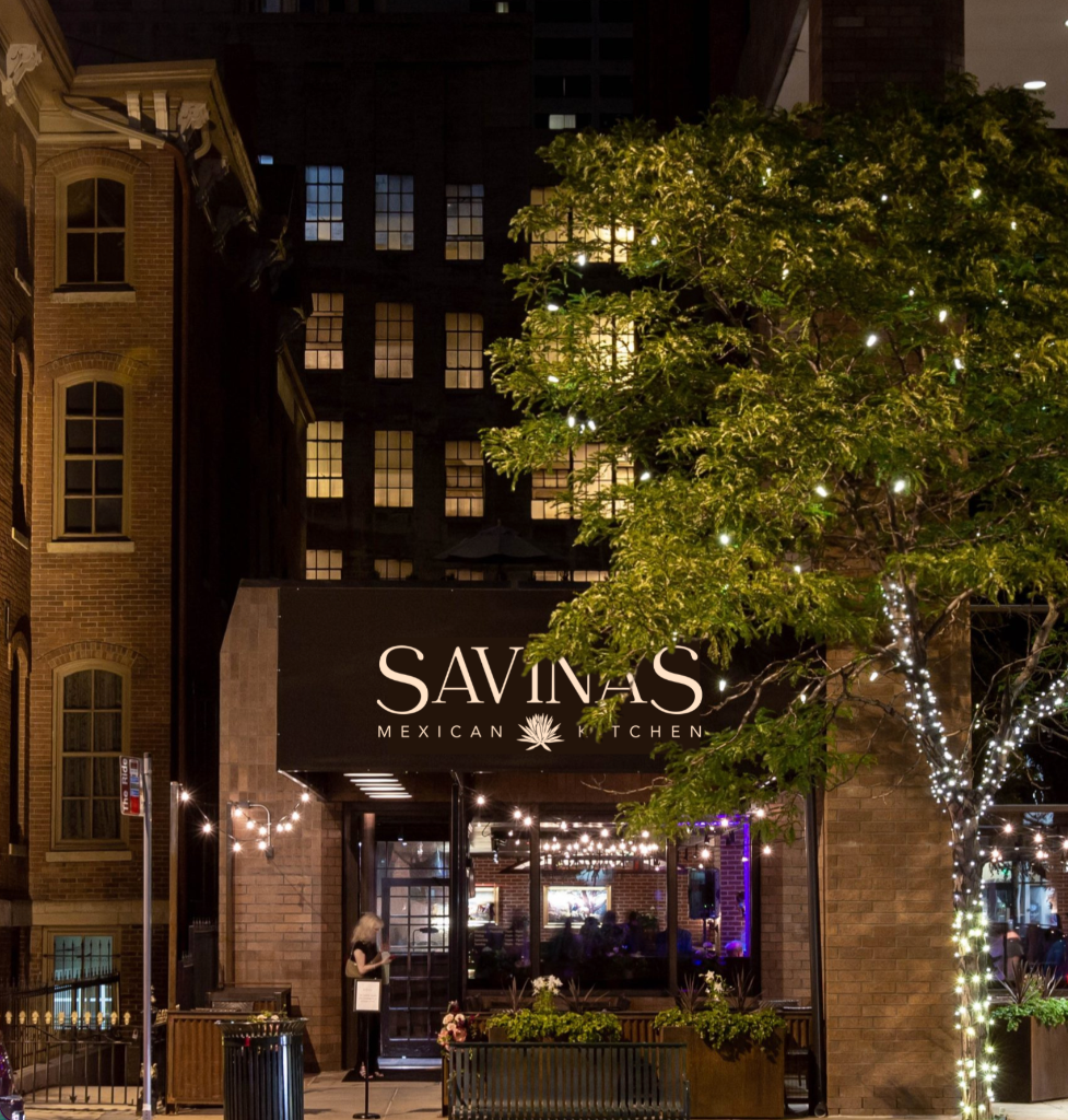 Savina's Mexican Kitchen exterior at night