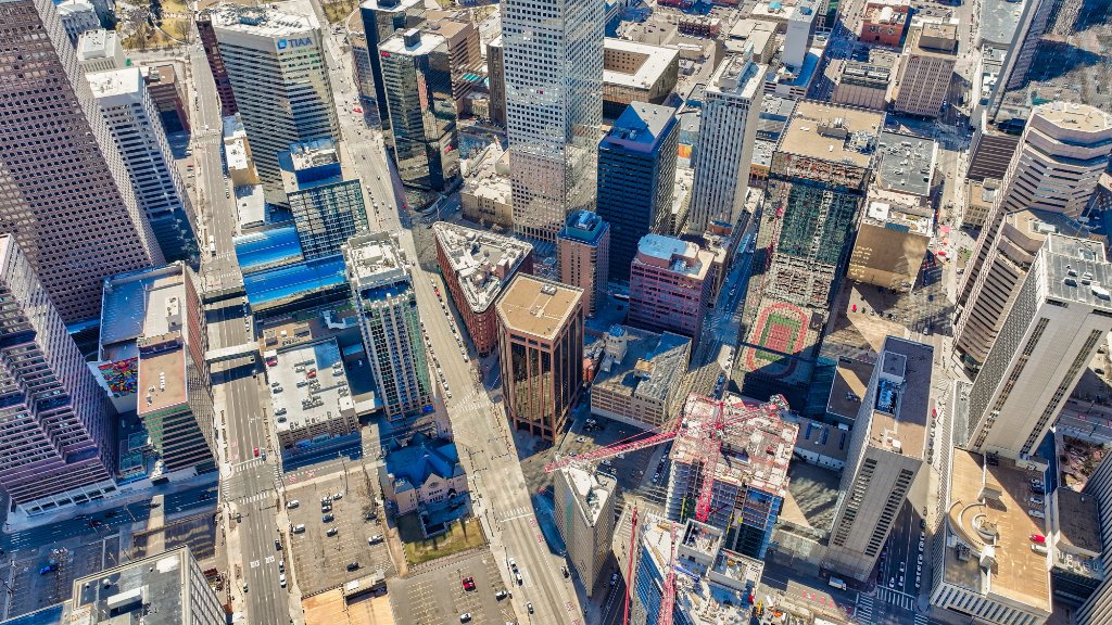 Aerial — Bird's Eye CBD Looking Down Broadway