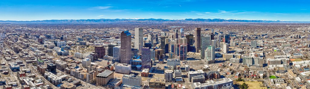Aerial Panoramic — Full Denver Skyline