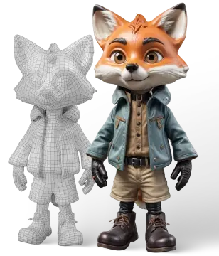 Text to 3D character result