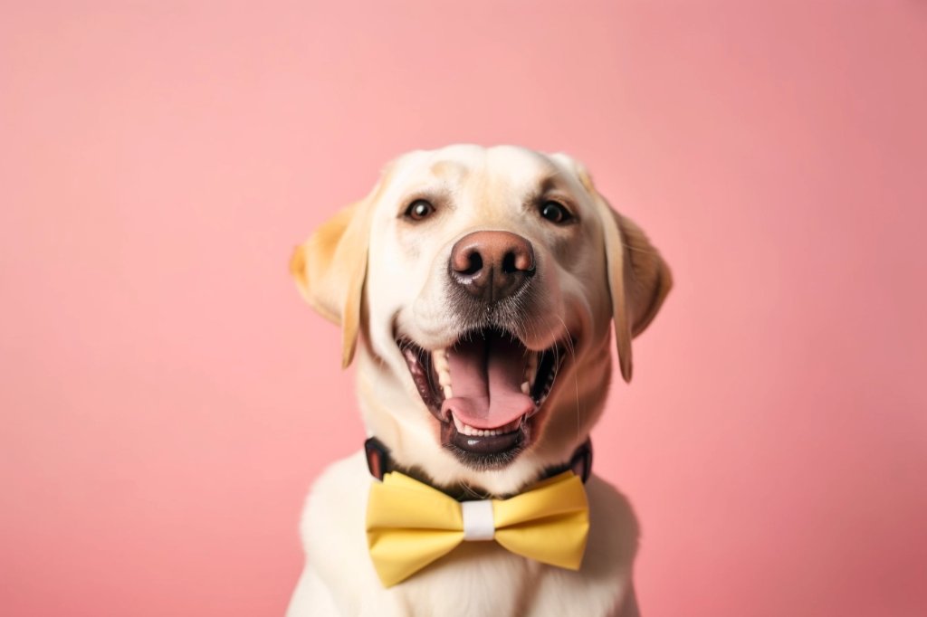 Happy dog with bow tie