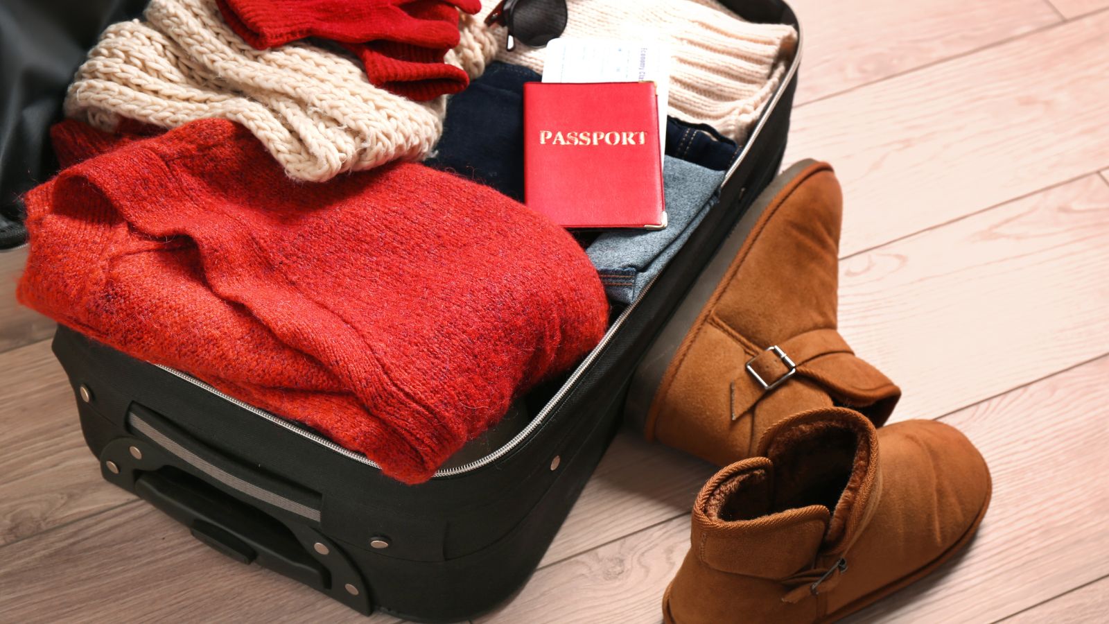 Suitcase with Winter Clothing. Real photograph by pixelshot, sourced through Canva. Illustrative stock photo; not a photograph of the venues or services reviewed.