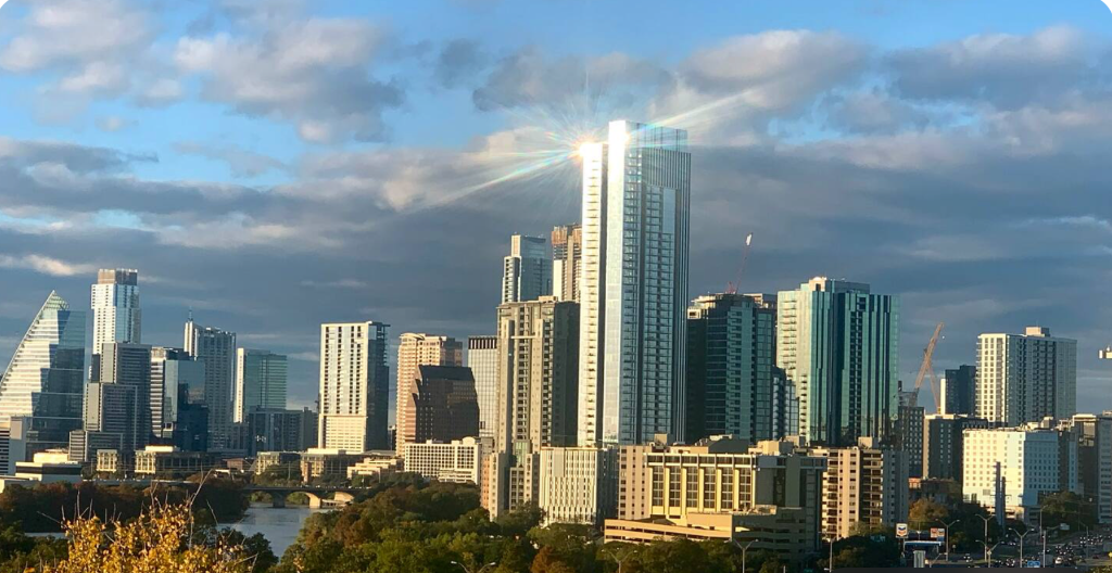 Austin city skyline view from the rooftop