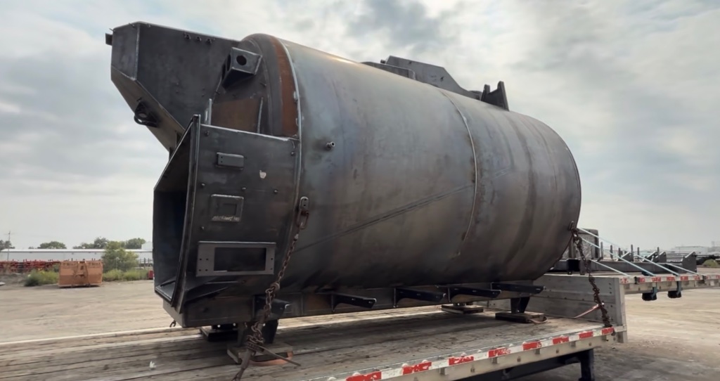 Unpainted tank — raw steel fabrication