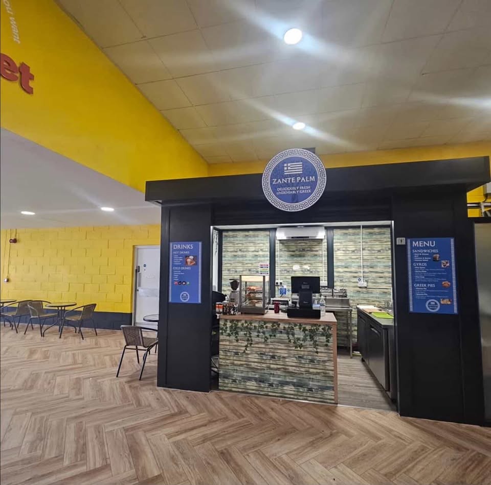 Warm interior of Zante Palm restaurant with Mediterranean rustic charm