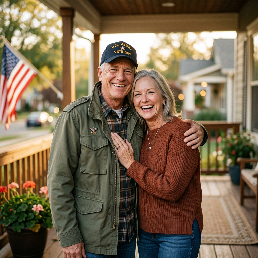 Happy retired veteran couple who resolved their tax debt