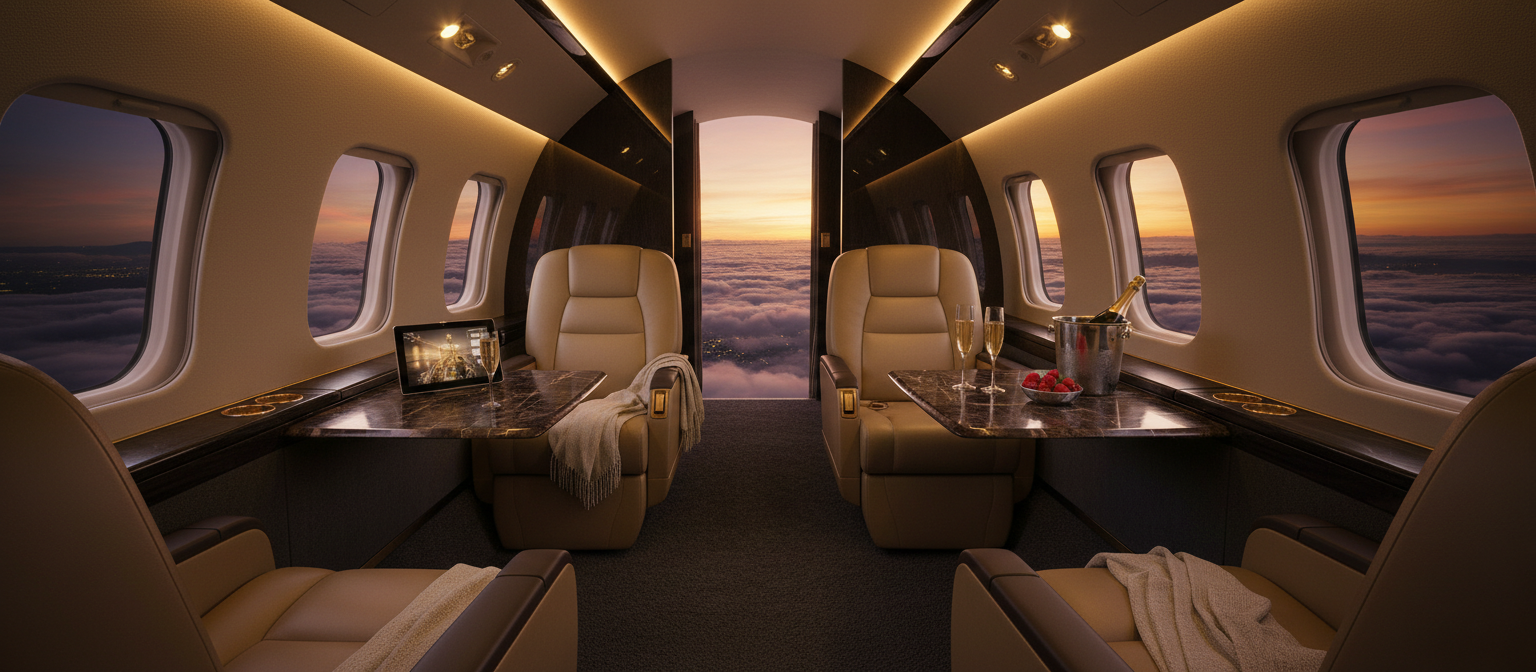 Luxury private jet interior