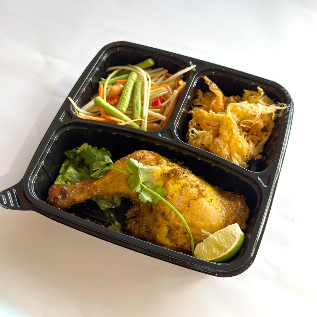 Grilled Chicken, Som Tum and Omelette