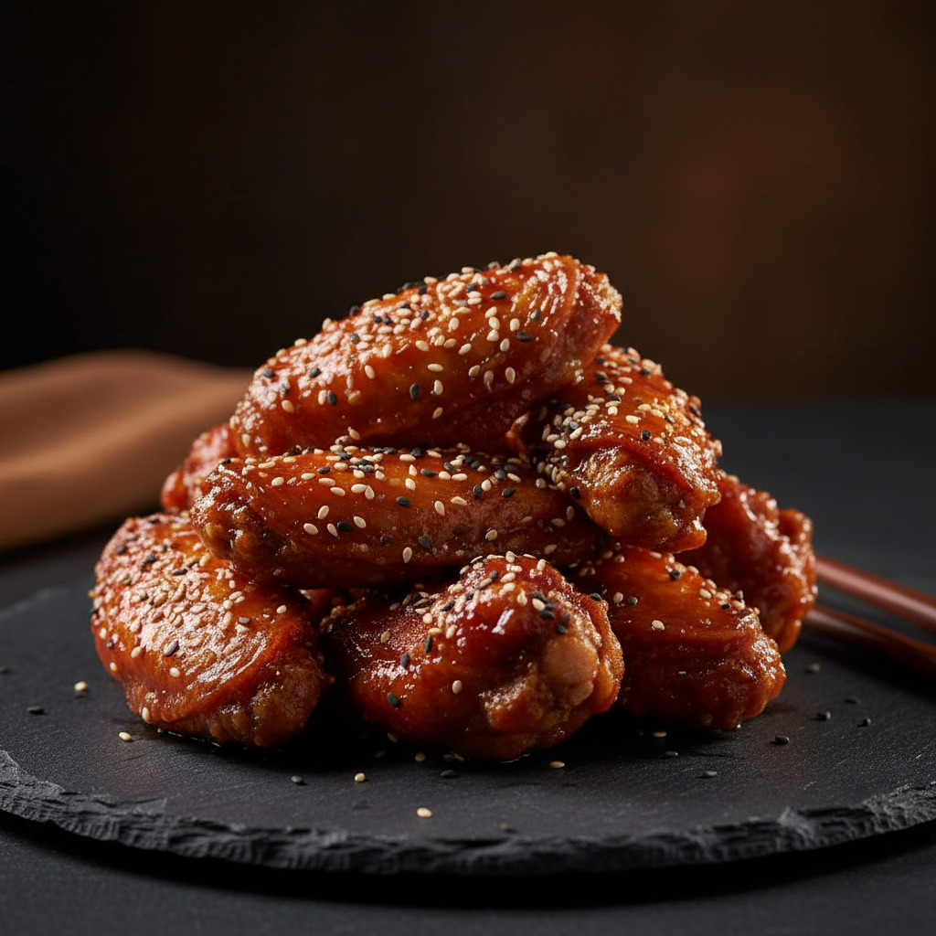 Chicken wings with Asian glaze and sesame seeds