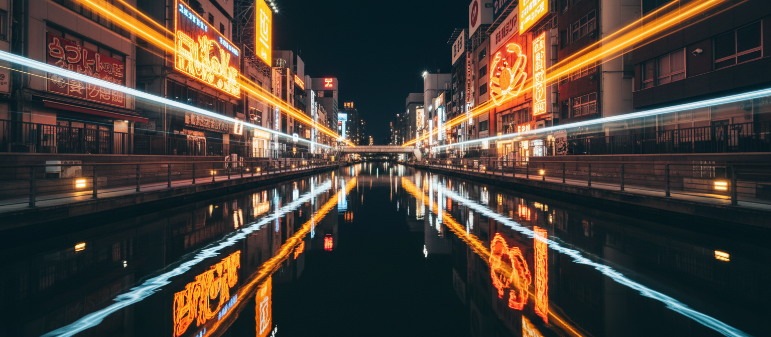 道頓堀の夜景パノラマ