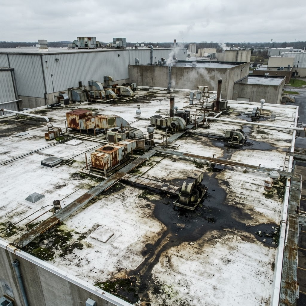 Commercial Roof — Chemical Residue Removal before