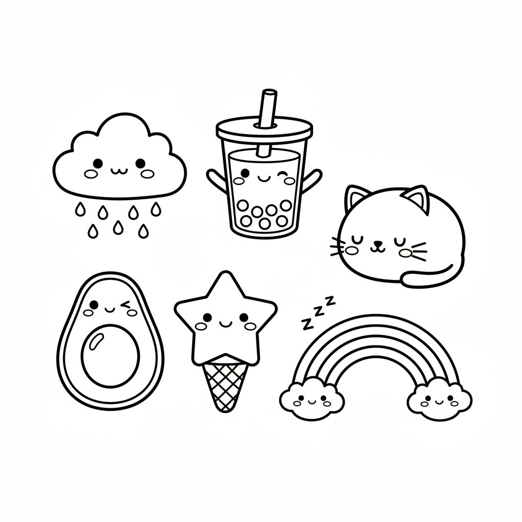 Kawaii 6 coloring page
