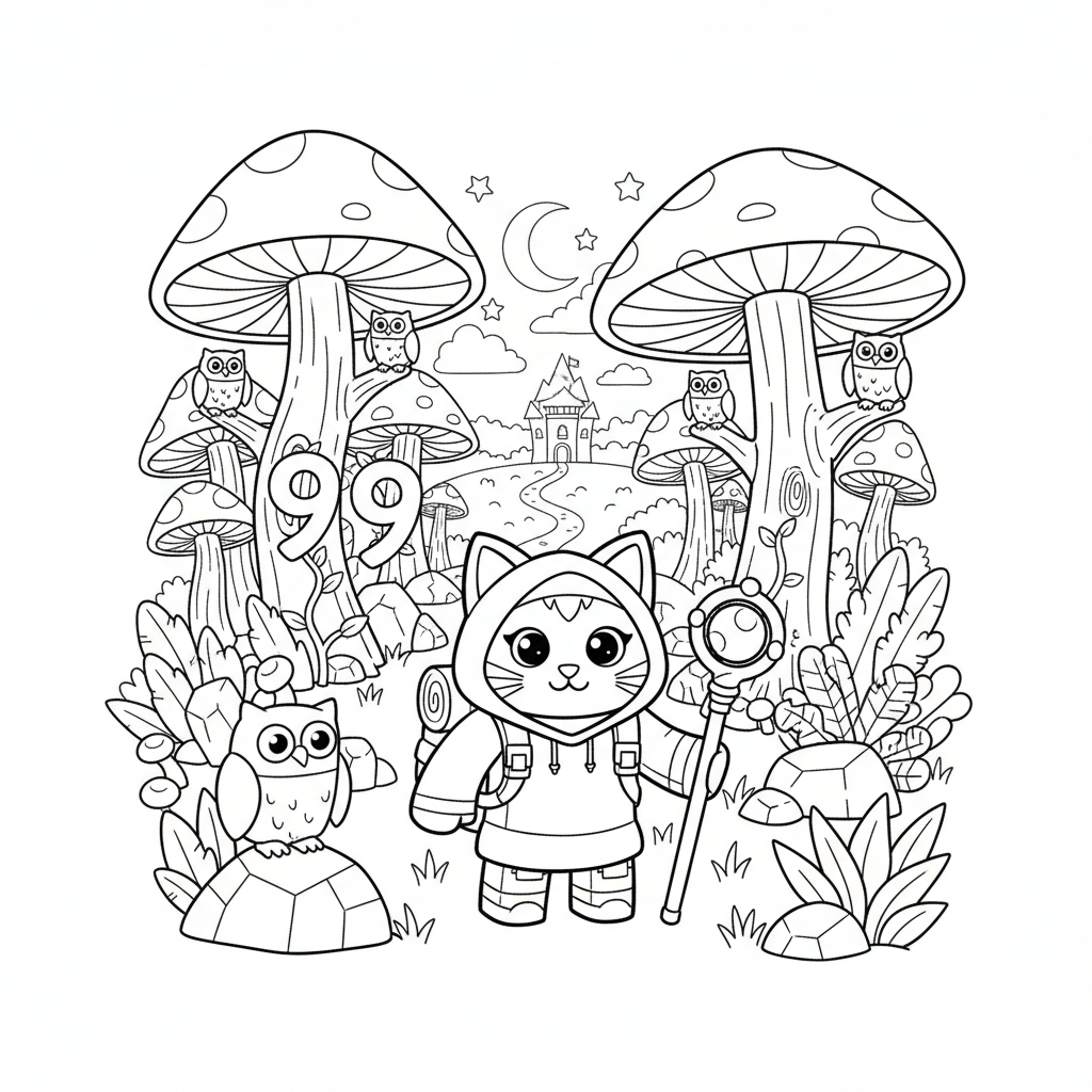 Ausmalbild 99 Nights in the Forest - The Cat 2