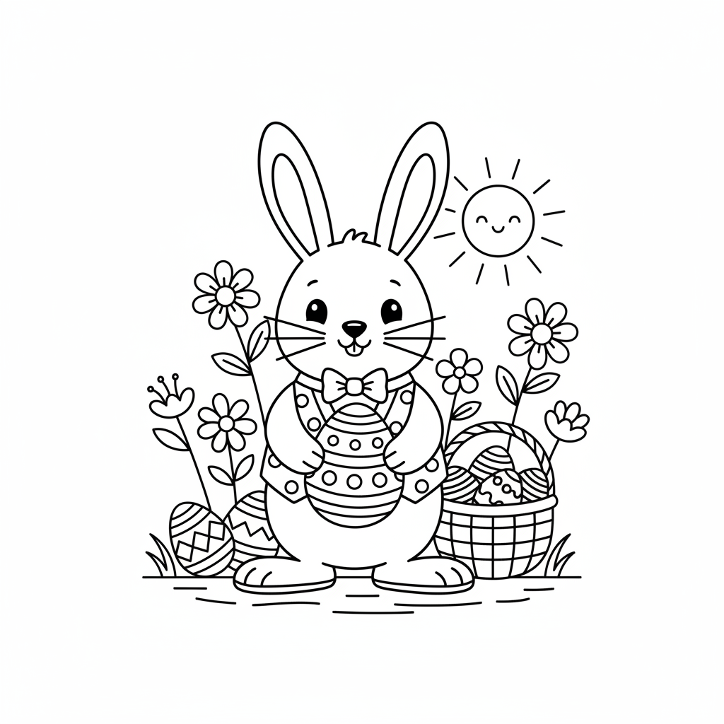Coloriage Dessin de lapin de Pâques 5 à imprimer