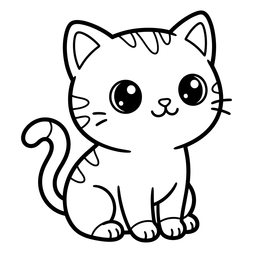 Dibujo de gato kawaii 8 para colorear