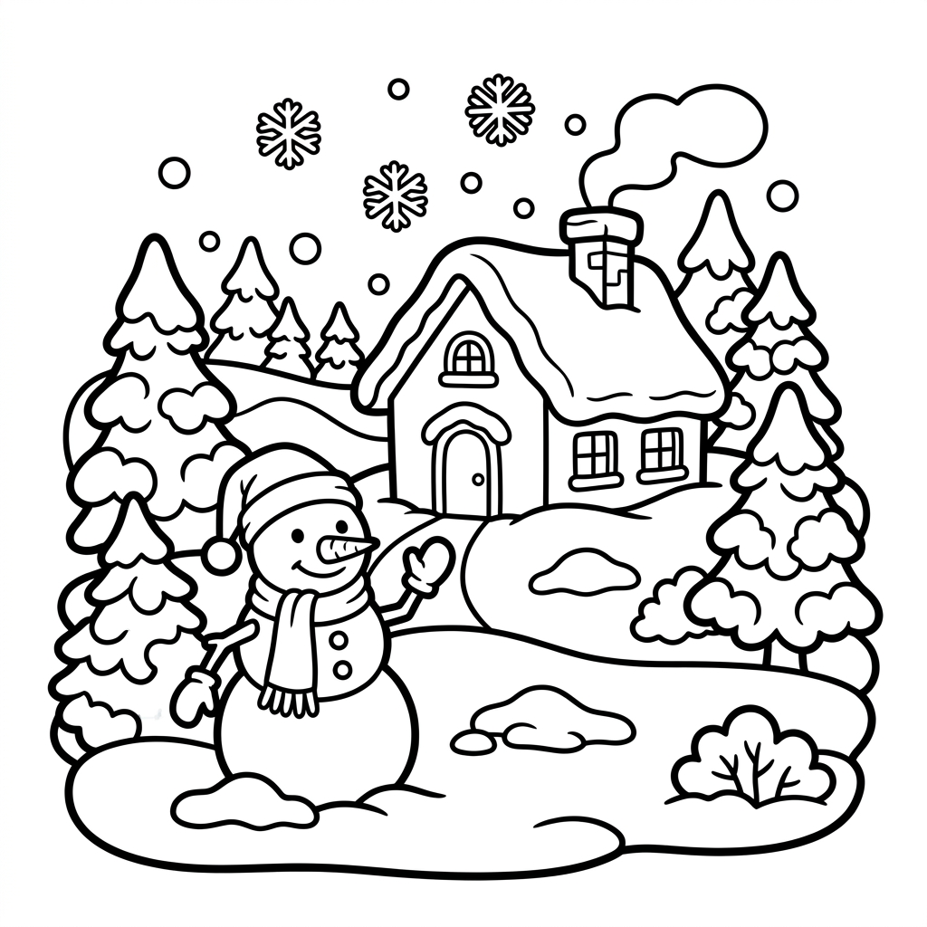 Dibujo de paisaje invernal 6
