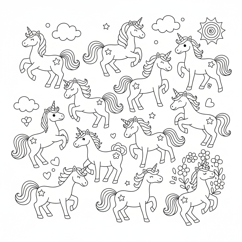 Disegno da colorare Unicorni 10