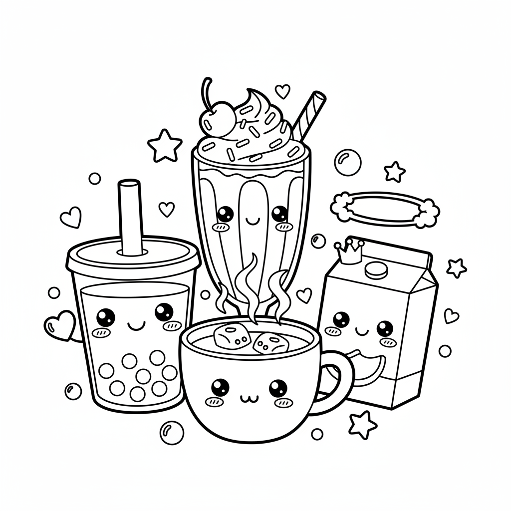 Disegno da colorare bevanda kawaii 4