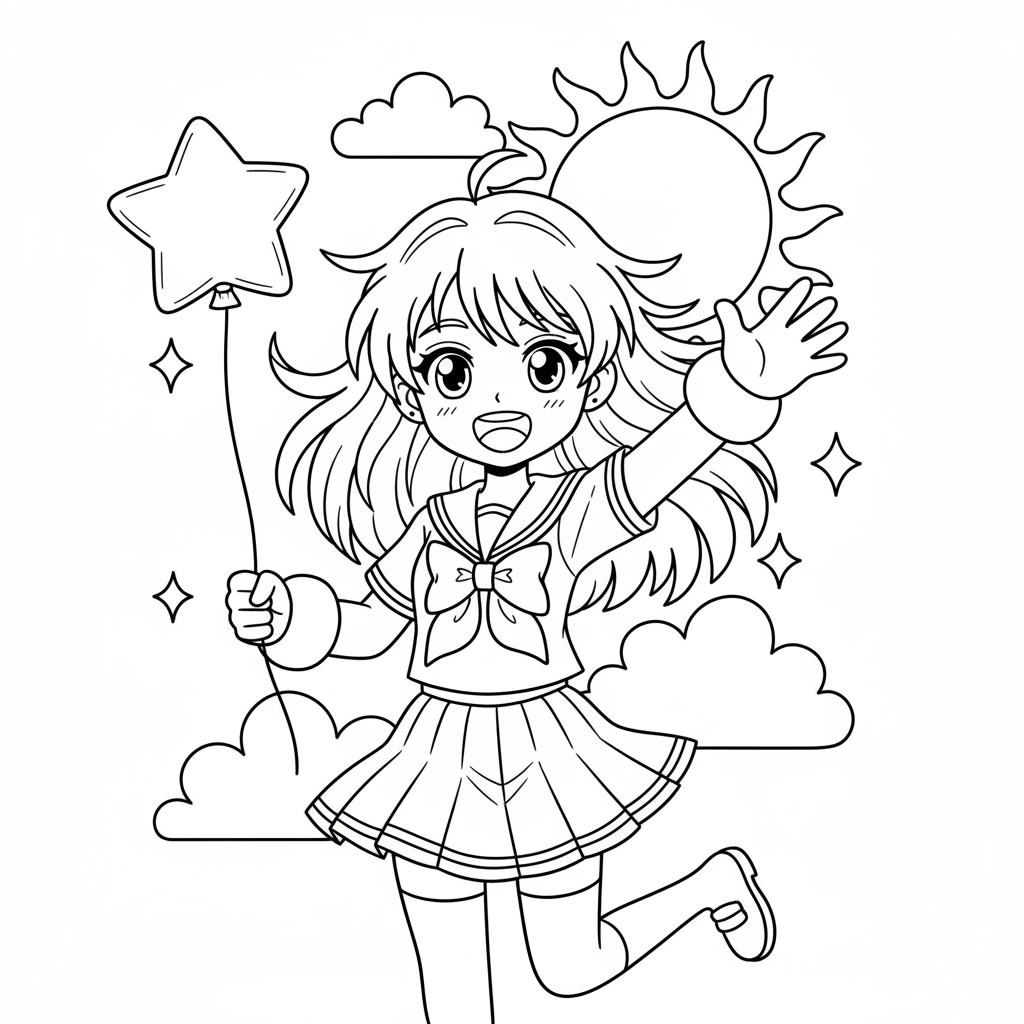 Anime-Mädchen 3 Ausmalbild