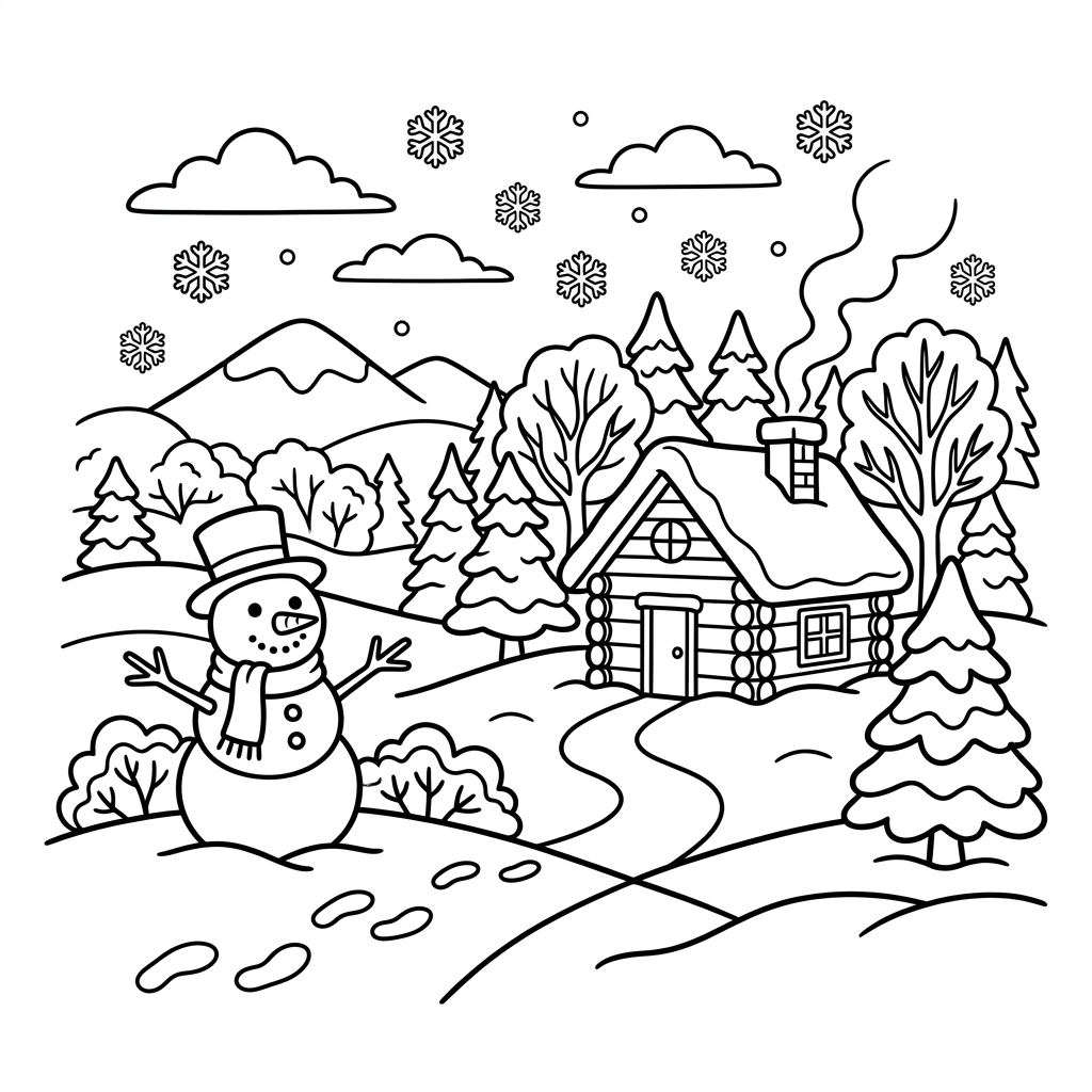 Dibujo de paisaje invernal para colorear 5
