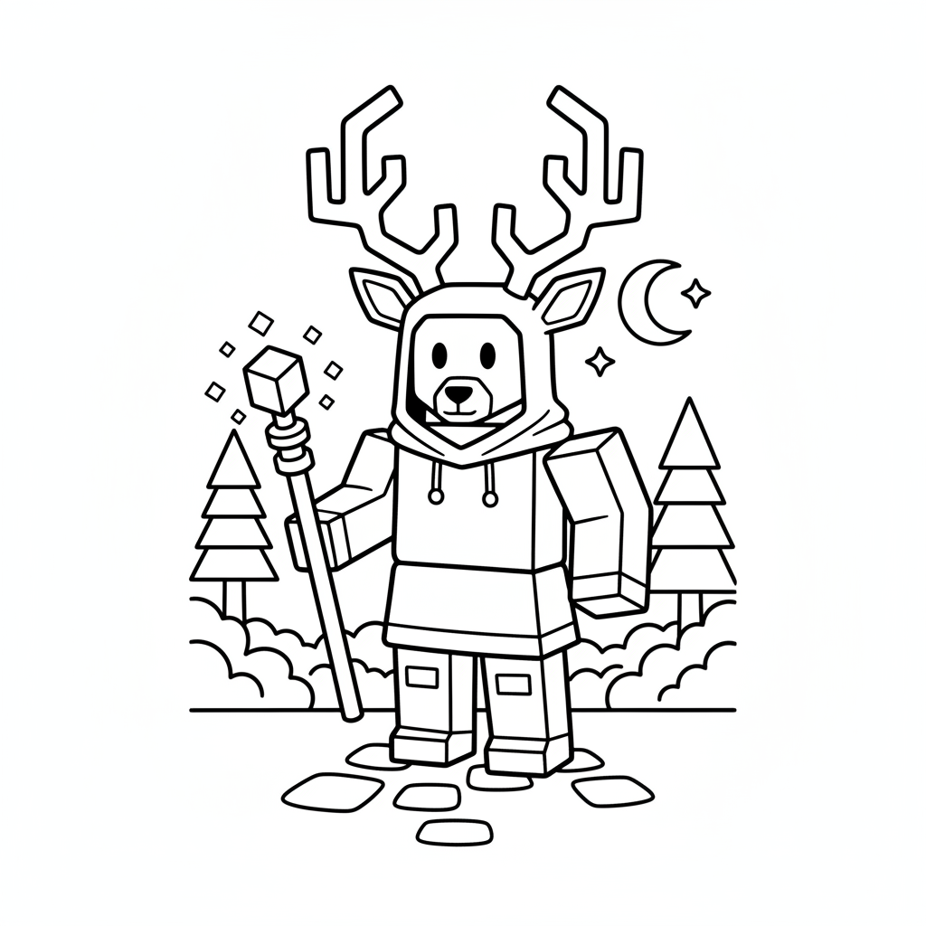 Coloriage roblox the deer ( 99 nights in the forest ) 2 à imprimer