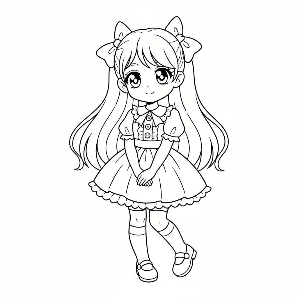 Disegno da colorare Graziosa ragazza anime 9