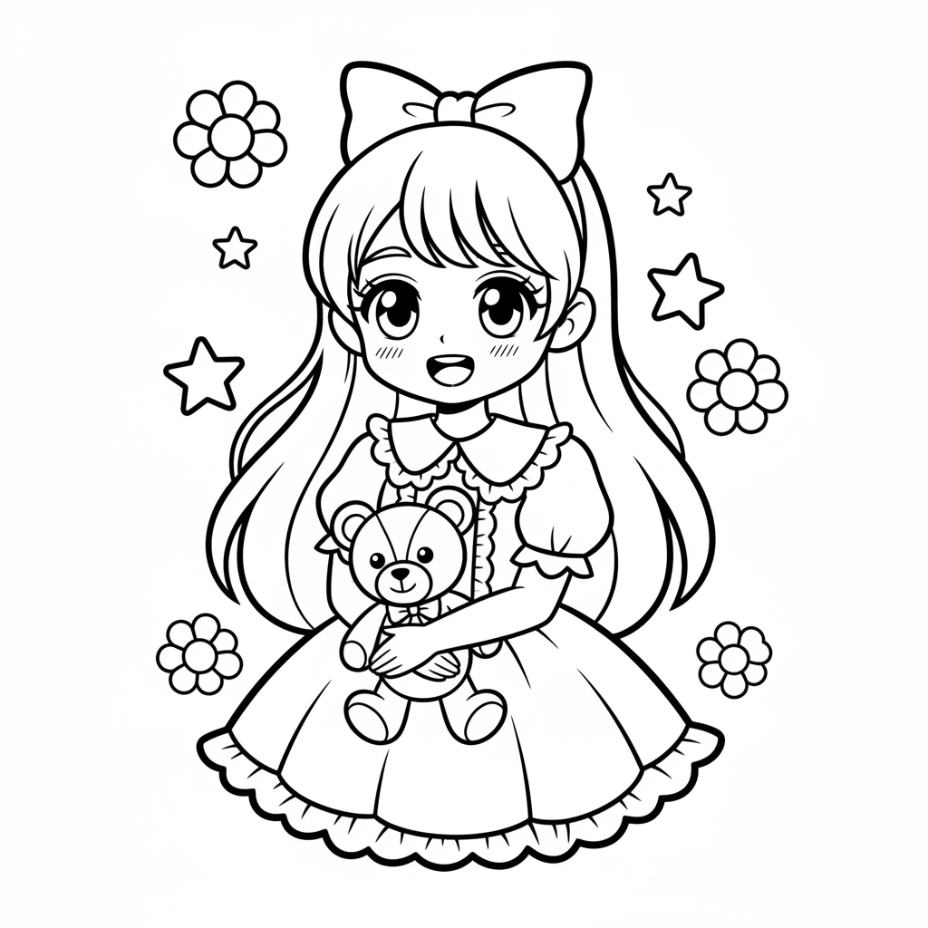 Anime-Mädchen 2 Ausmalbild
