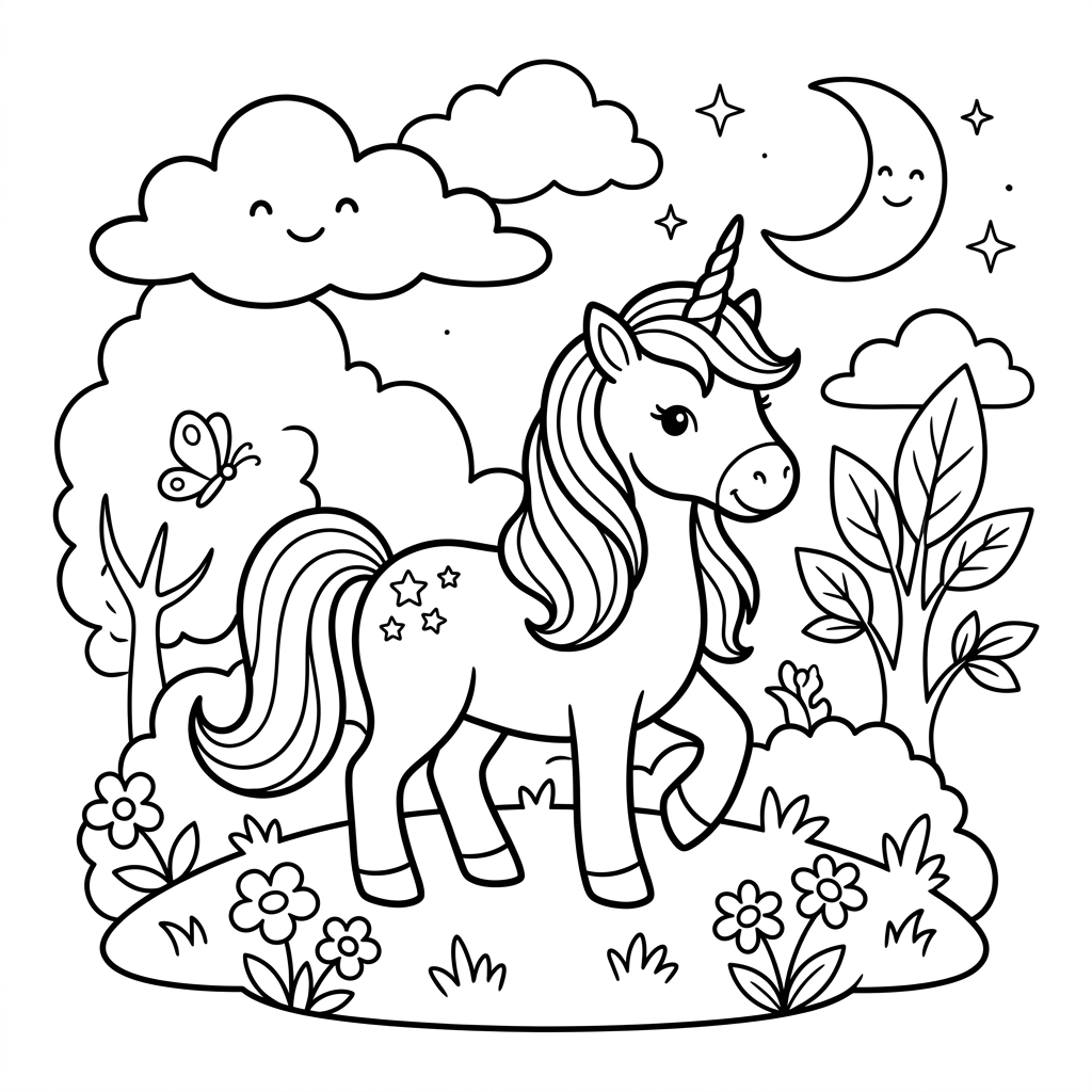 Dibujo de unicornio para colorear 3