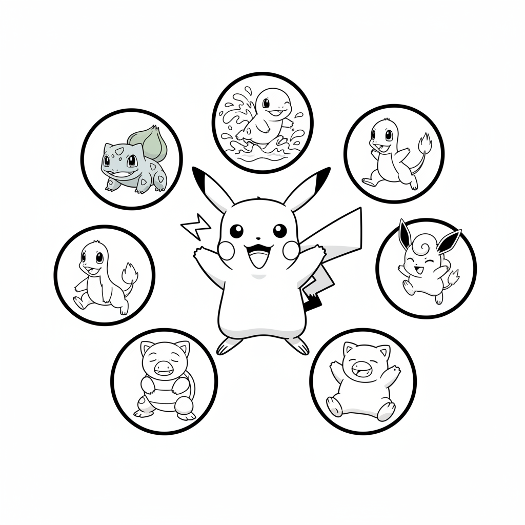 Pikachu 6 Ausmalbild