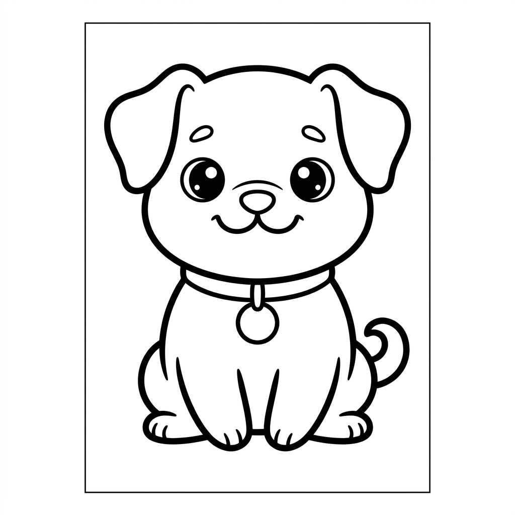 Coloriage Dessin de chien kawaii 1 à imprimer