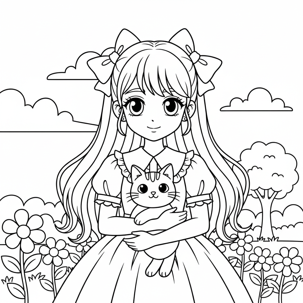 Anime-Mädchen 10 Ausmalbild