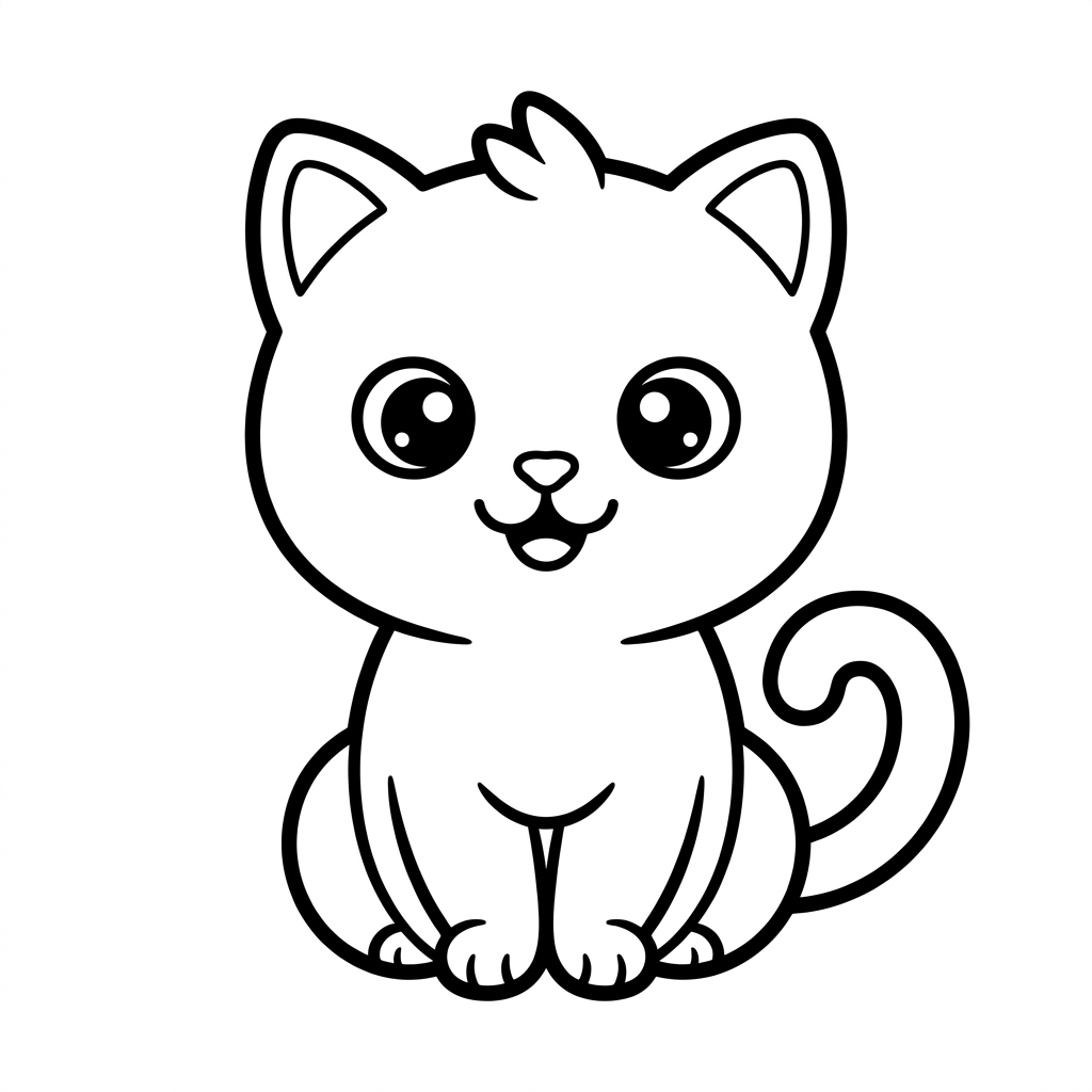 Kawaii cat coloring page 2